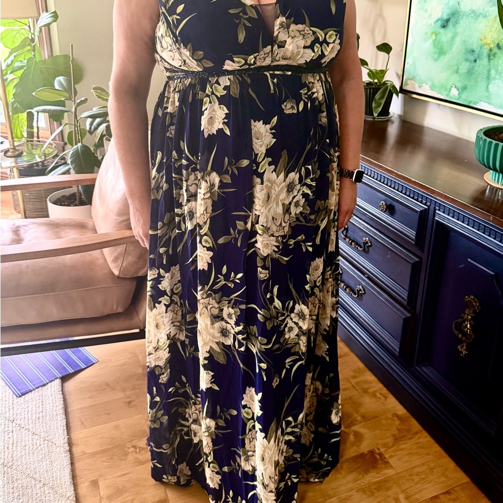 Navy Floral Maxi Dress